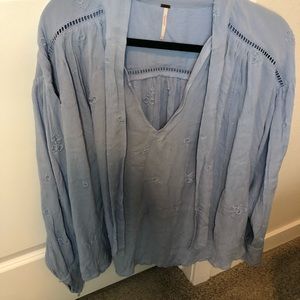 Free People Blue Blouse